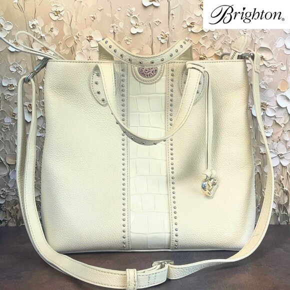 Brighton Handbags - Brighton Pretty Tough Johnny Tall Tote Bag – Off White Leather | Gently Used